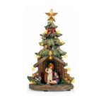 Musical Nativity Scene Christmas Tree with LED Lights | Holy Family Figurine Tabletop Decoration - Image 5