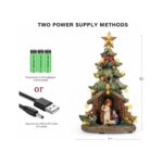 Musical Nativity Scene Christmas Tree with LED Lights | Holy Family Figurine Tabletop Decoration - Image 6