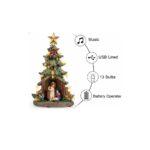 Musical Nativity Scene Christmas Tree with LED Lights | Holy Family Figurine Tabletop Decoration - Image 7