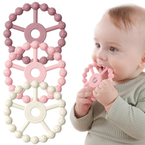 Version 1.0.0 Silicone Baby Teething Toys - 3 Pack Ring Teethers for 0-24 Months | BPA-Free Infant Teething Relief - Image 1