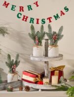 Christmas Centerpieces for Tables - Rustic Farmhouse Mason Jar Decor with Flowers & Wood Tray - Image 5