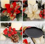 Christmas Centerpiece with Flameless Candles - Poinsettia Candle Holder for Table Decor - Image 3