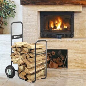 Firewood cart with wheels 220 lb heavy-duty steel log hauler