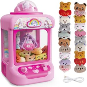 Unicorn claw machine toy pink electronic arcade game.