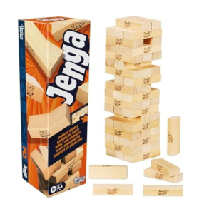 jenga-wood-block-game-tower Jenga wood block game tower standing on flat surface.