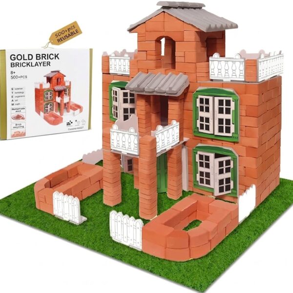 Front view of completed brick and mortar construction set villa.